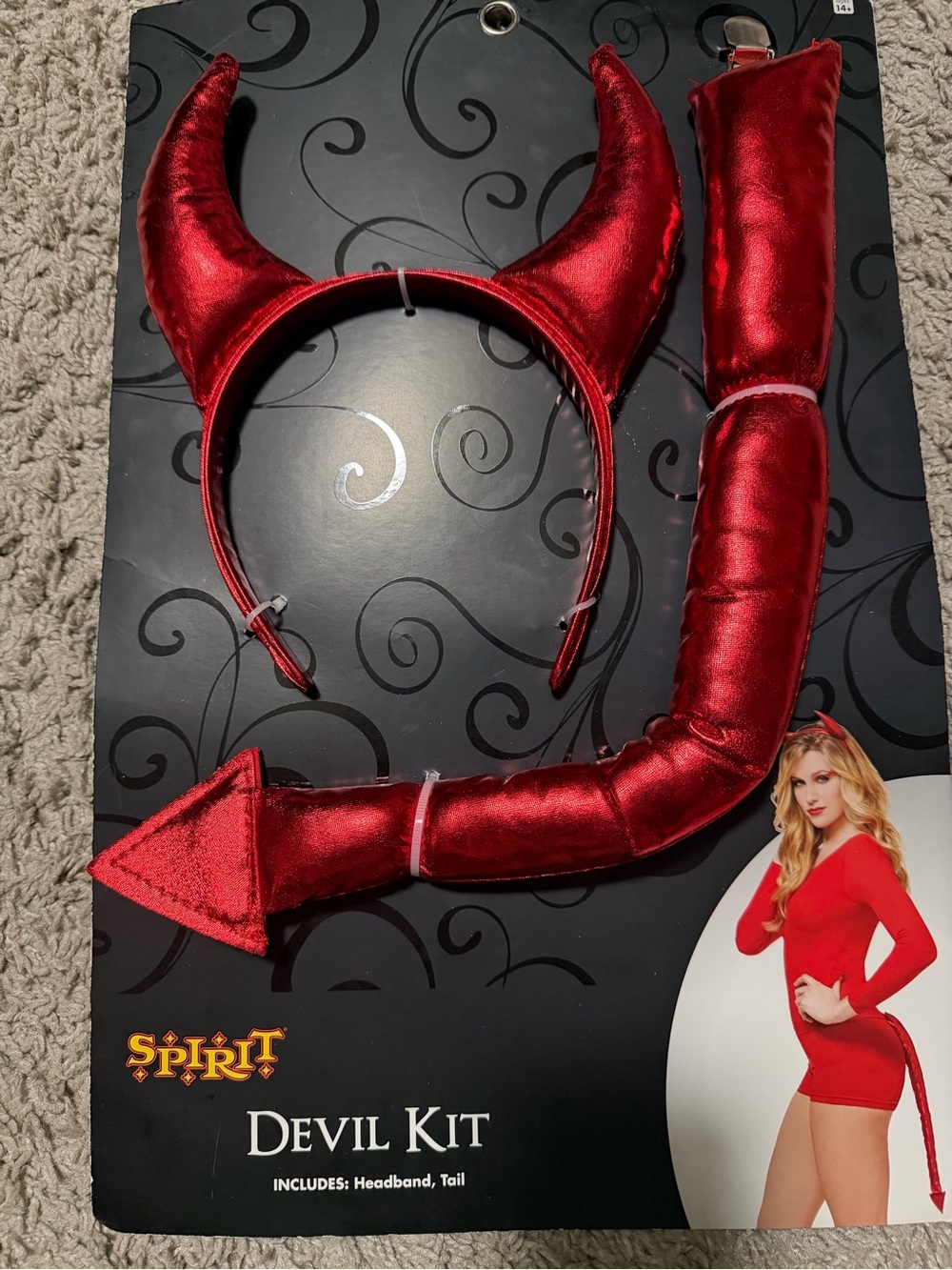 Spirit Red Devil Horns Headband with Tail